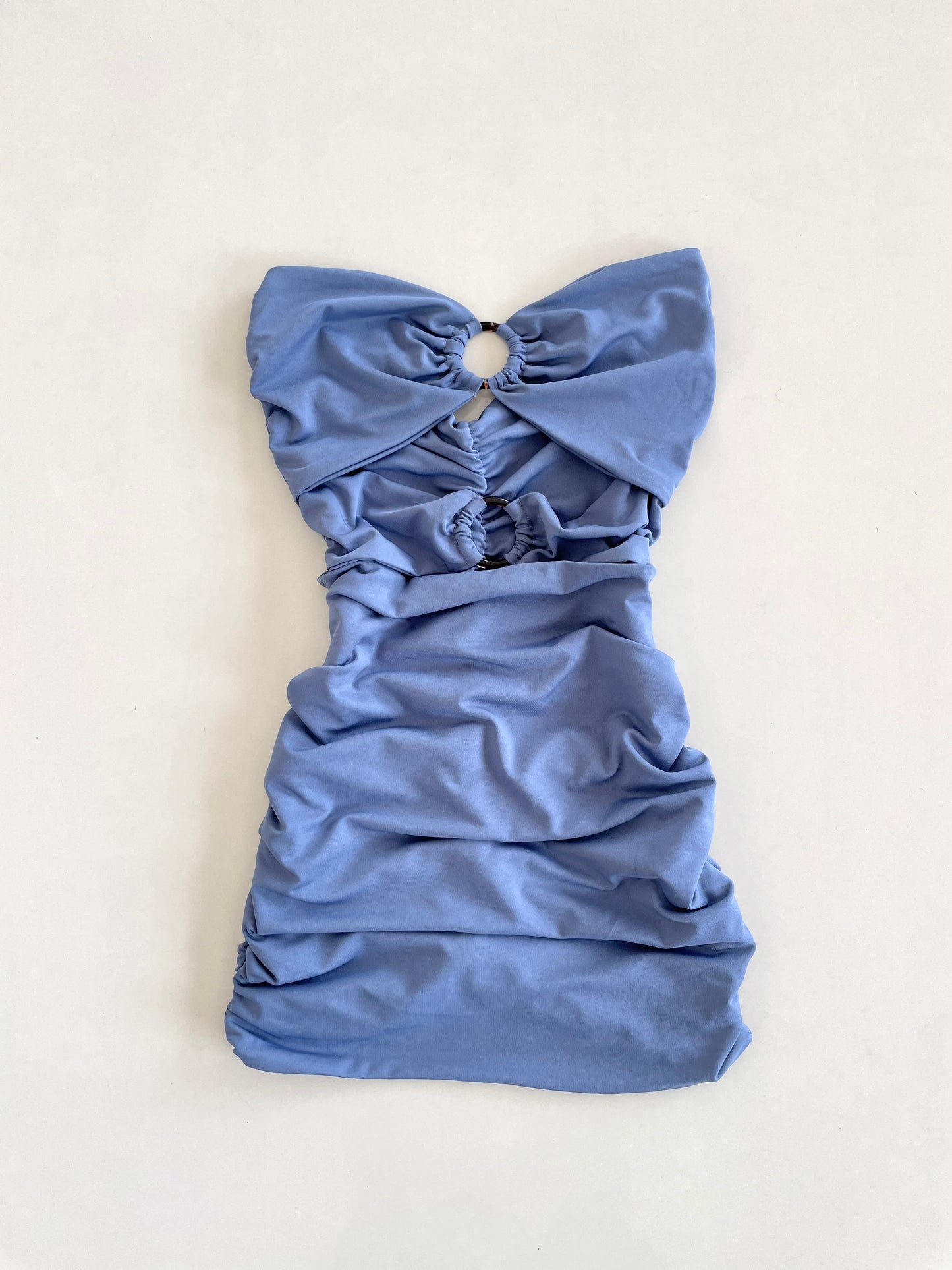 Powder Blue Ruched Cutout Dress-Bust 34