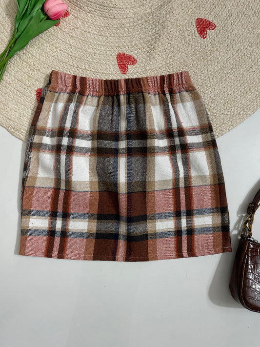 Pastel Plaid Skirt - Waist 26 to 28