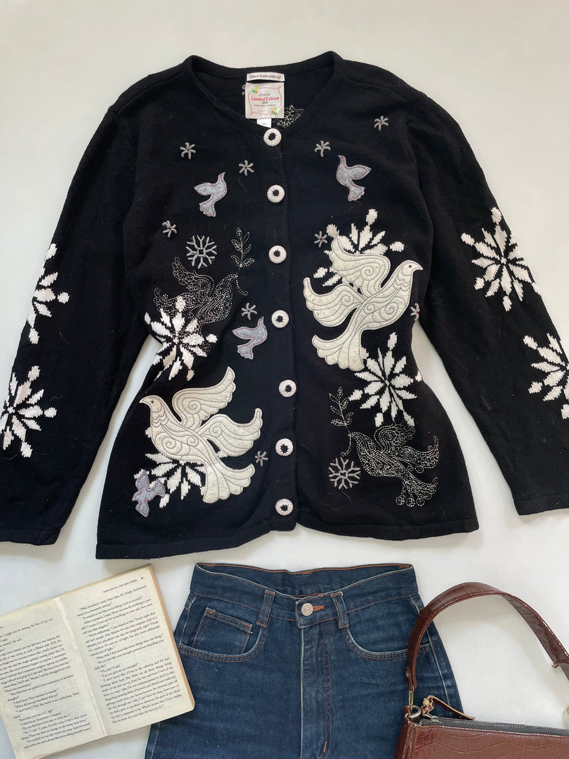 Christopher & Banks Hand Embroidered Christmas Sweater-Bust 52