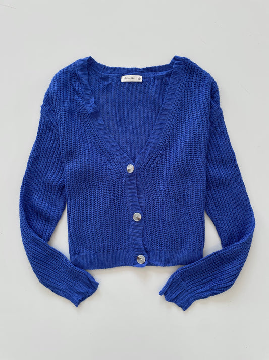 Active Usa Crochet Solid Soft Sweater Cardigan-Bust 44