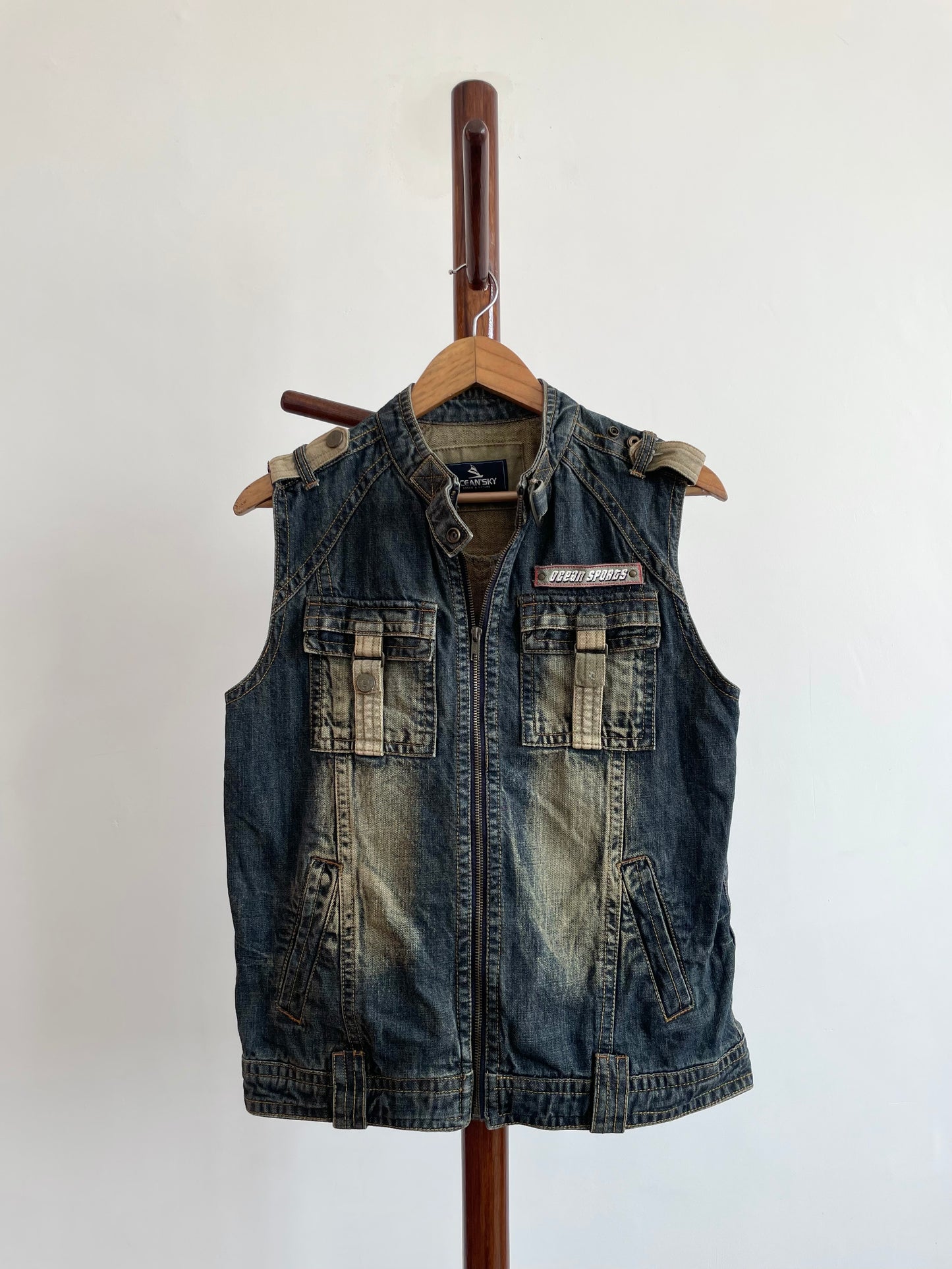 Ocean Sky Denim Vest-Chest 38
