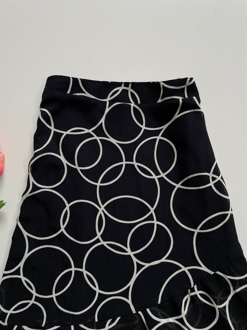 CIRCLES BLACK PRINTED SKIRT - WAIST 26