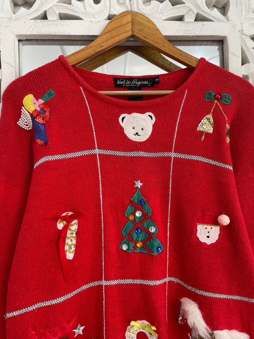 Embroidered Christmas Sweater-Bust 42