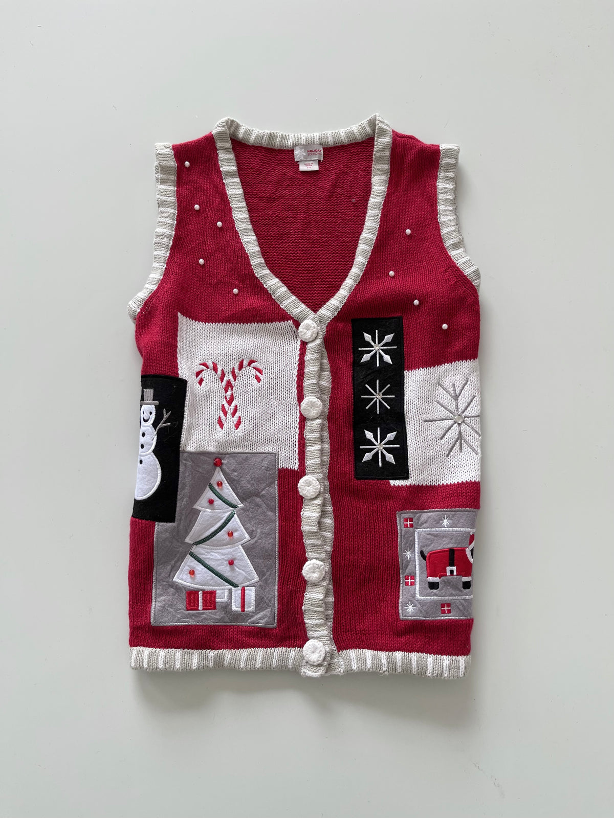 Holiday Editions Embroidered Christmas Vest Sweater-Bust 38
