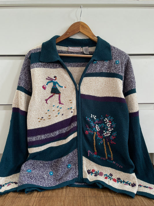 Tanjay Embroidered Vintage Sweater-Bust 44