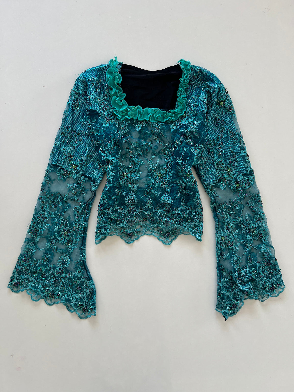 Vintage Sheer Embroidered Top-Bust 38