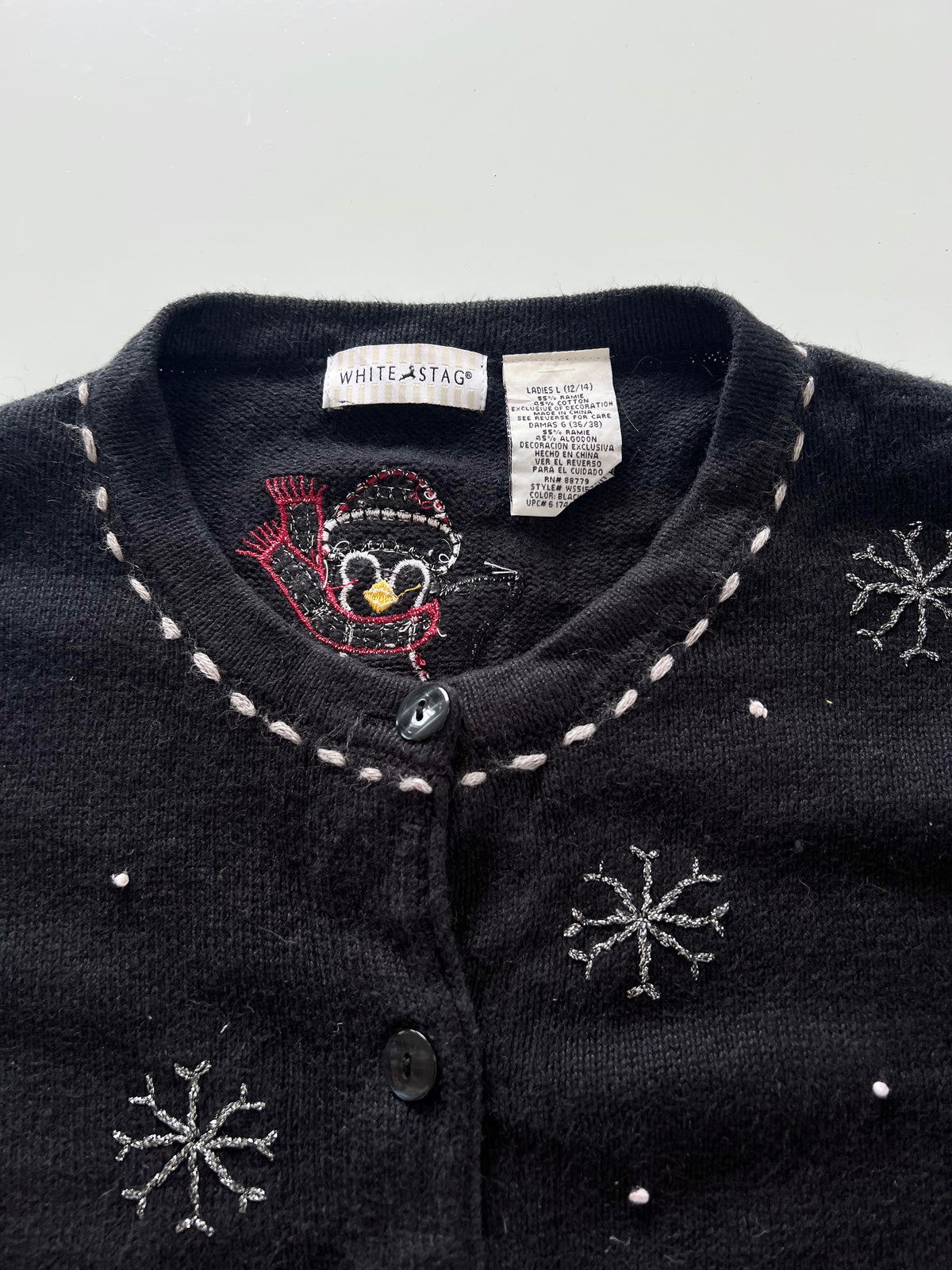 White Stag Embroidered Christmas Cardigan Sweater-Bust 44