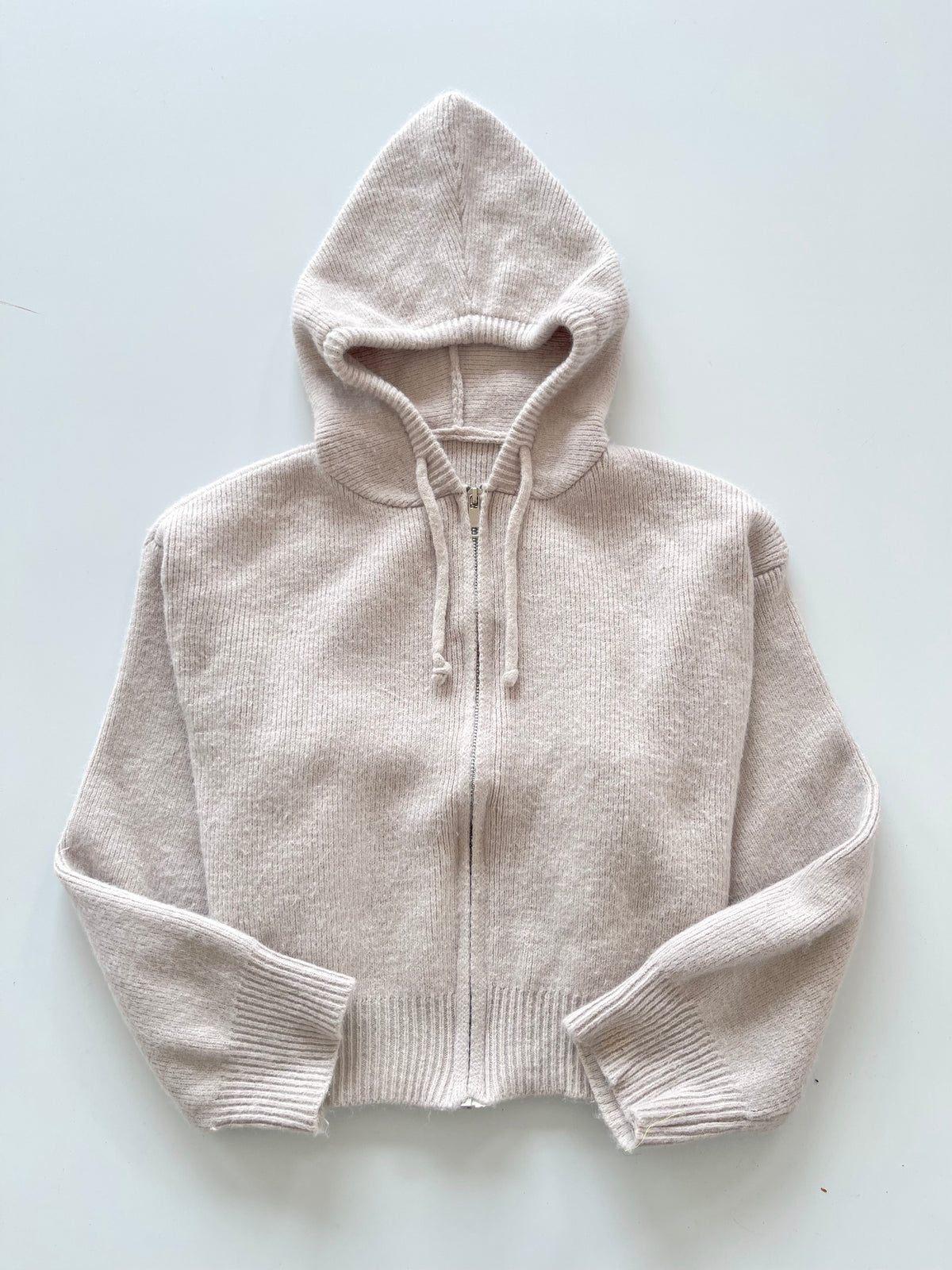 Hooded Solid Zipper Sweater-Bust 46