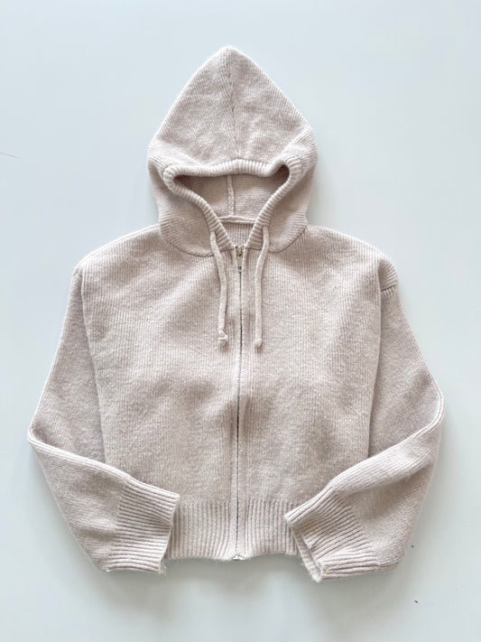 Hooded Solid Zipper Sweater-Bust 46