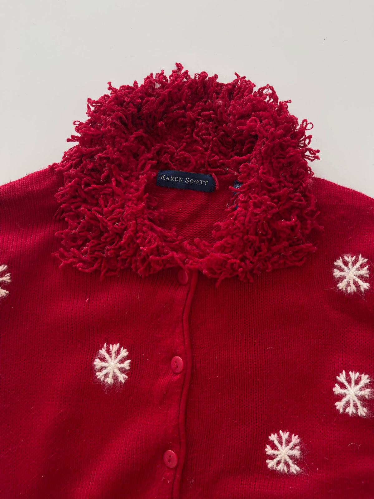 Karen Scott Christmas Embroidered Cardigan Sweater-Bust 48