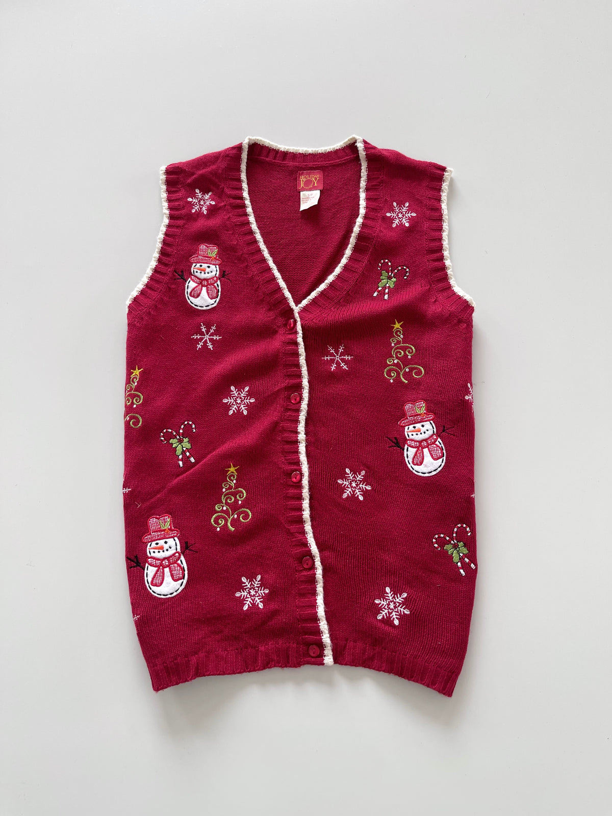 Holiday Joy Embroidered Christmas Vest Sweater-Bust 40
