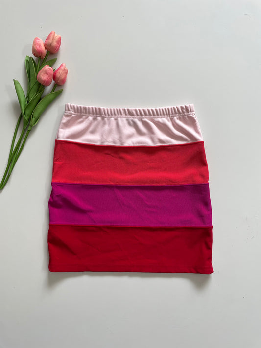 RUE21 PINK & RED SHADES SKIRT - WAIST 28 TO 30