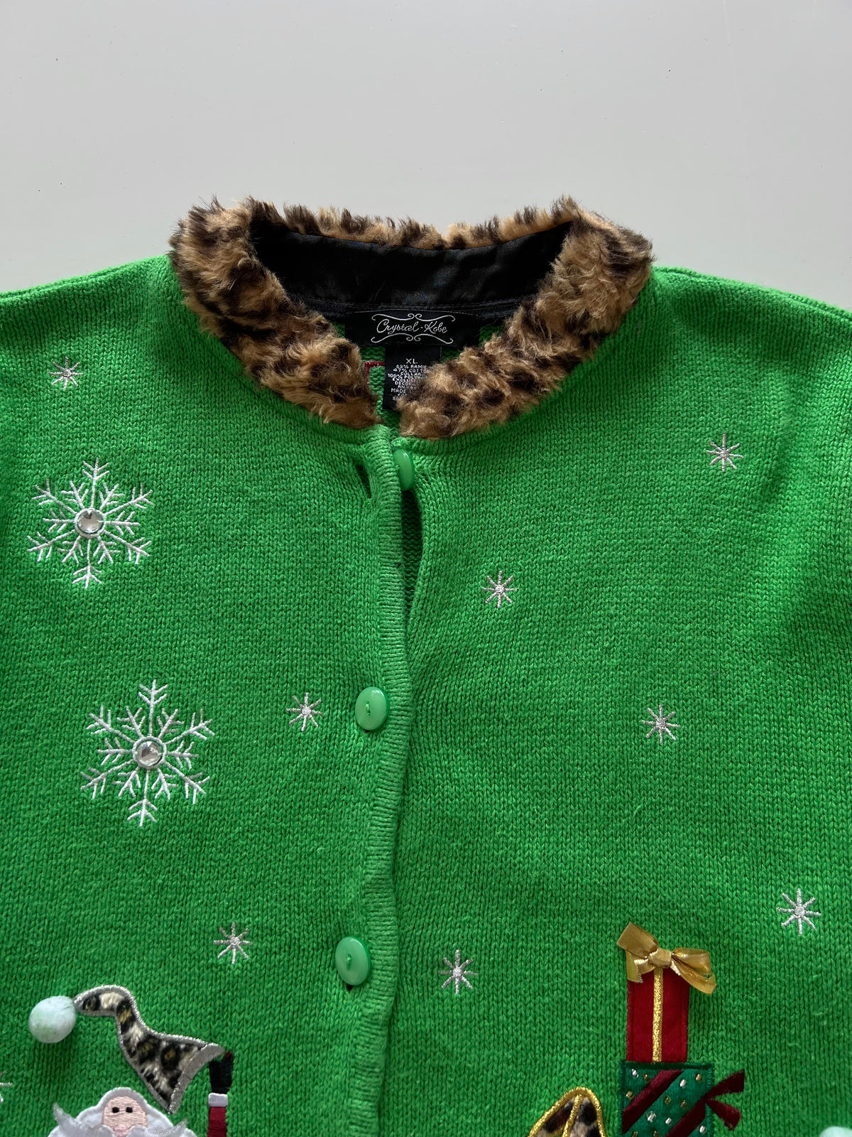 Crystal Kobe Embroidered Christmas Cardigan Sweater-Bust 46