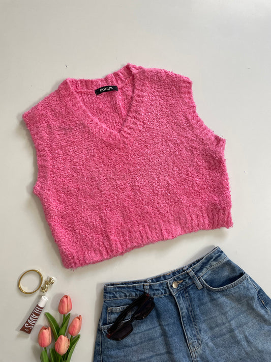 PINK FOCUS SWEATER VEST - BUST 38 to 46