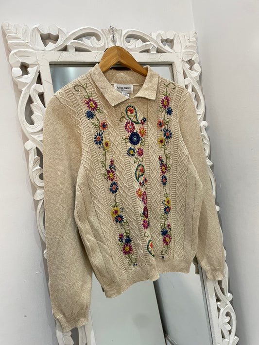 Alfred Dunner Embroidered Vintage Sweater-Bust 40