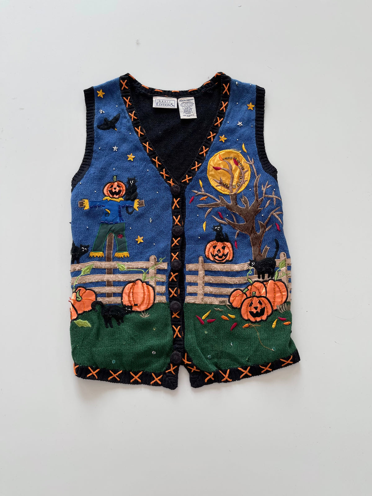 Basic Editions Embroidered Christmas Vest Sweater-Bust 42