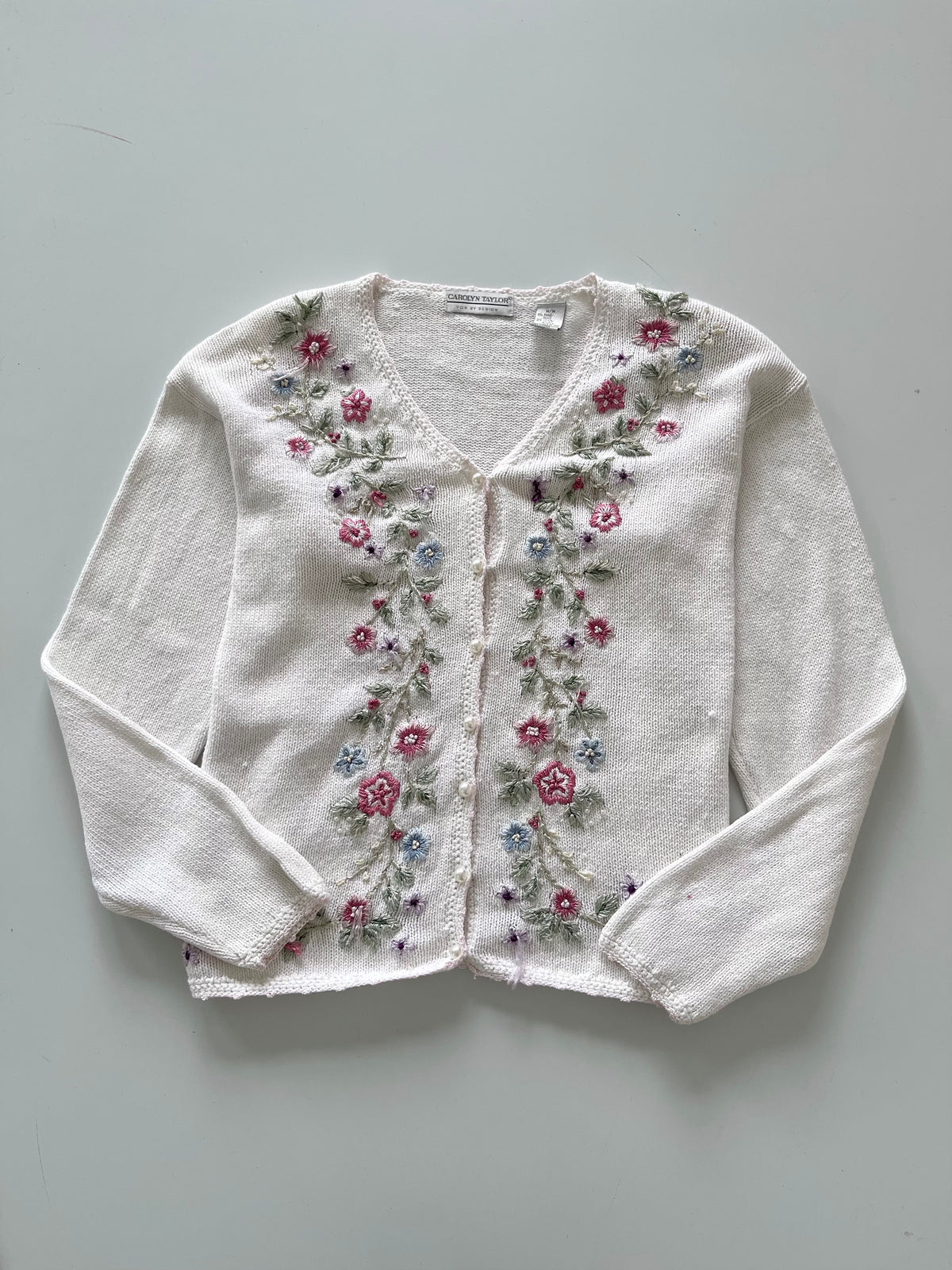 Carolyn Taylor Hand Embroidered Cardigan Sweater-Bust 44