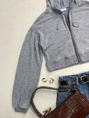 Ash Blue Soft Hooded Zipper - Bust 34 to 38