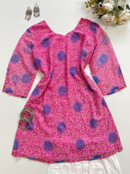 Pink Floral Kurti-Bust 40