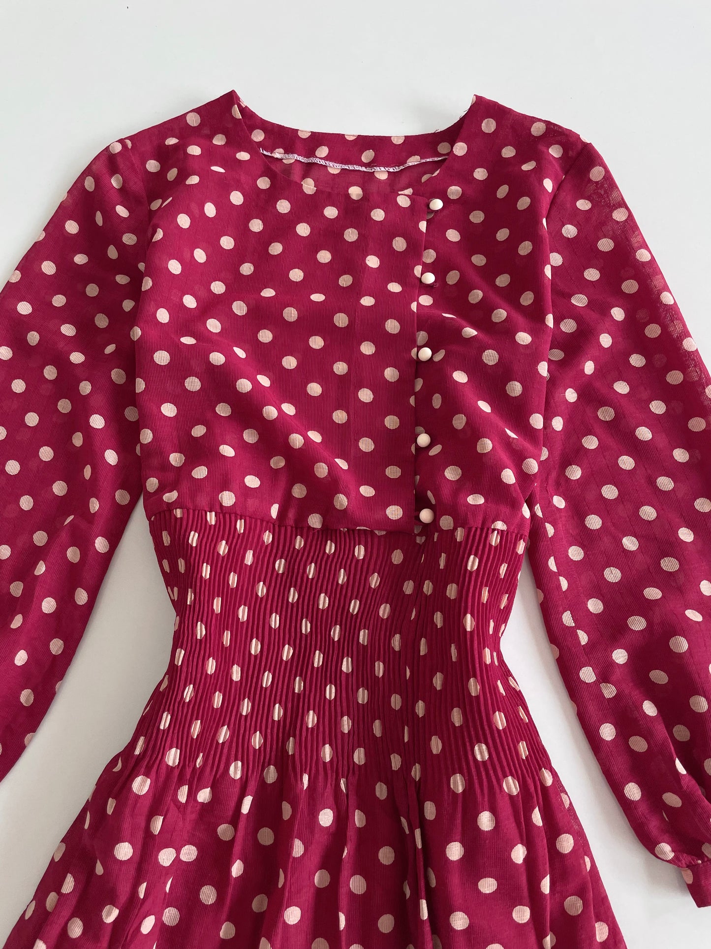 Polka Dot Sheer Vintage Dress-Bust 38