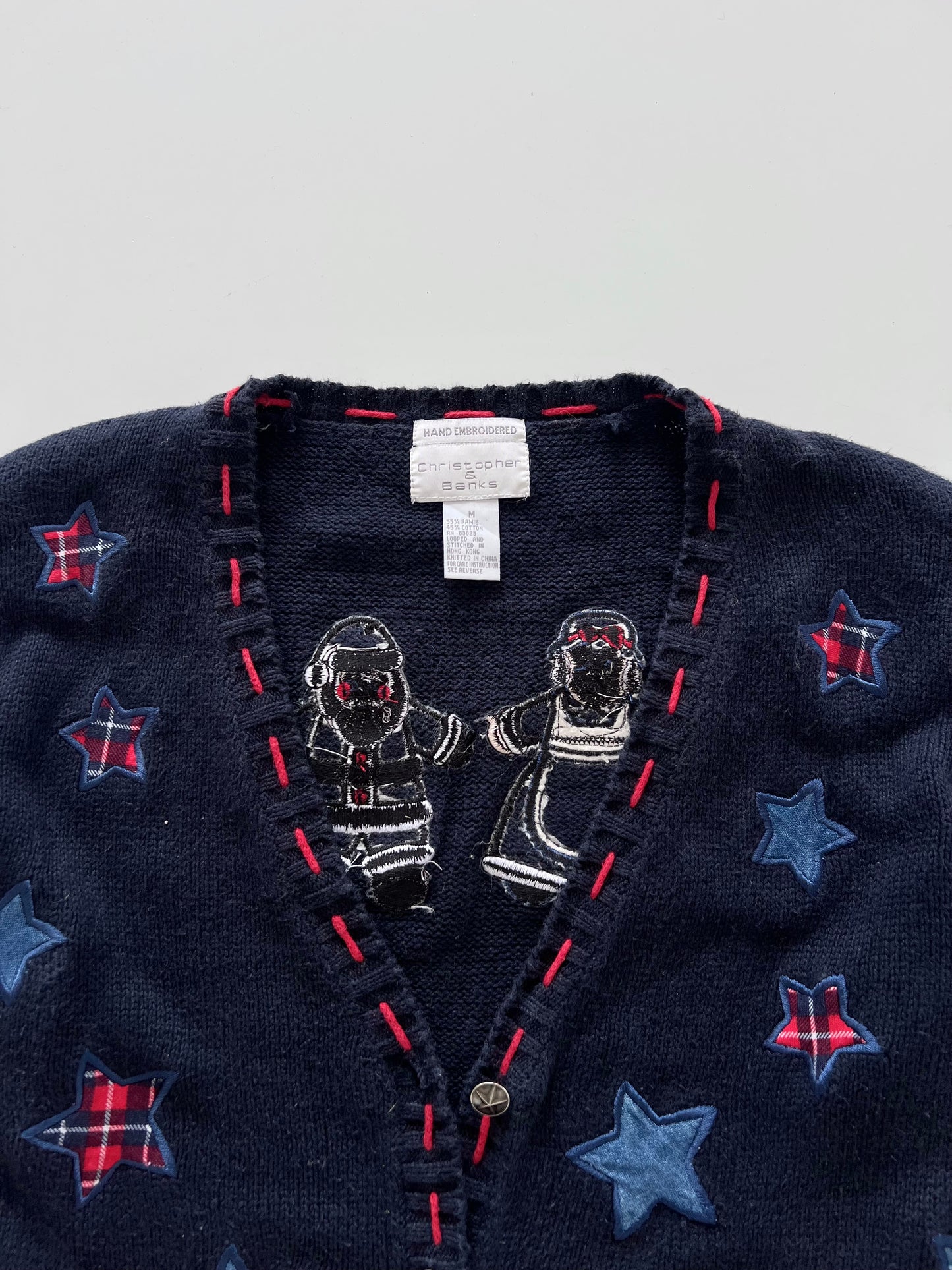 Christopher & Banks Hand Embroidered Christmas Sweater-Bust 44