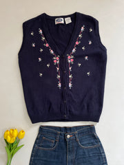 Tabi Vintage Embroidered Sweater Vest-Bust 46