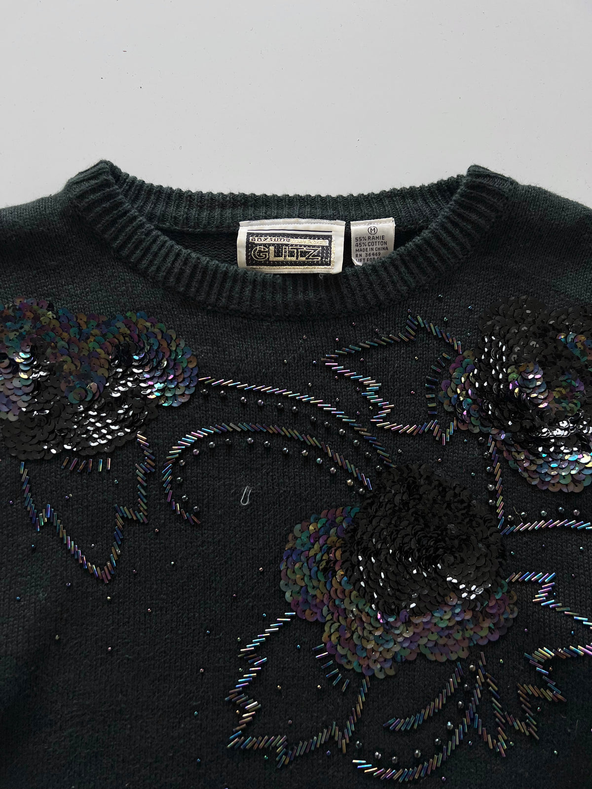 Anytime Glitz Hand Embroidered Sweater-Bust 40