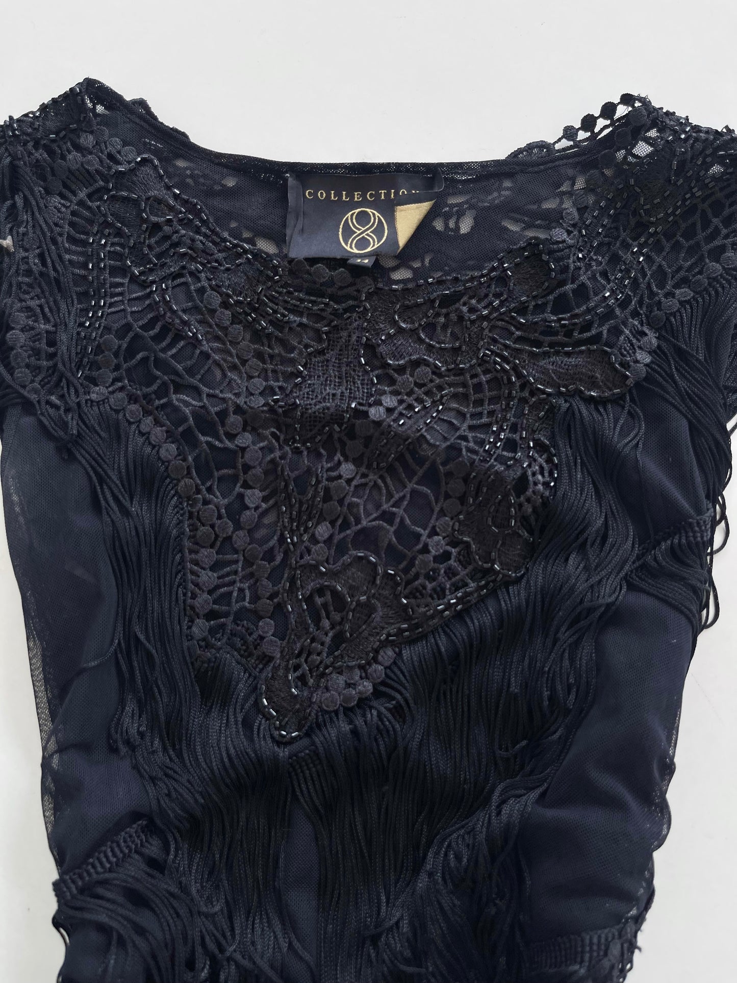 Fringe Collection Sheer Embroidered Vintage Dress-Bust 36 to 38