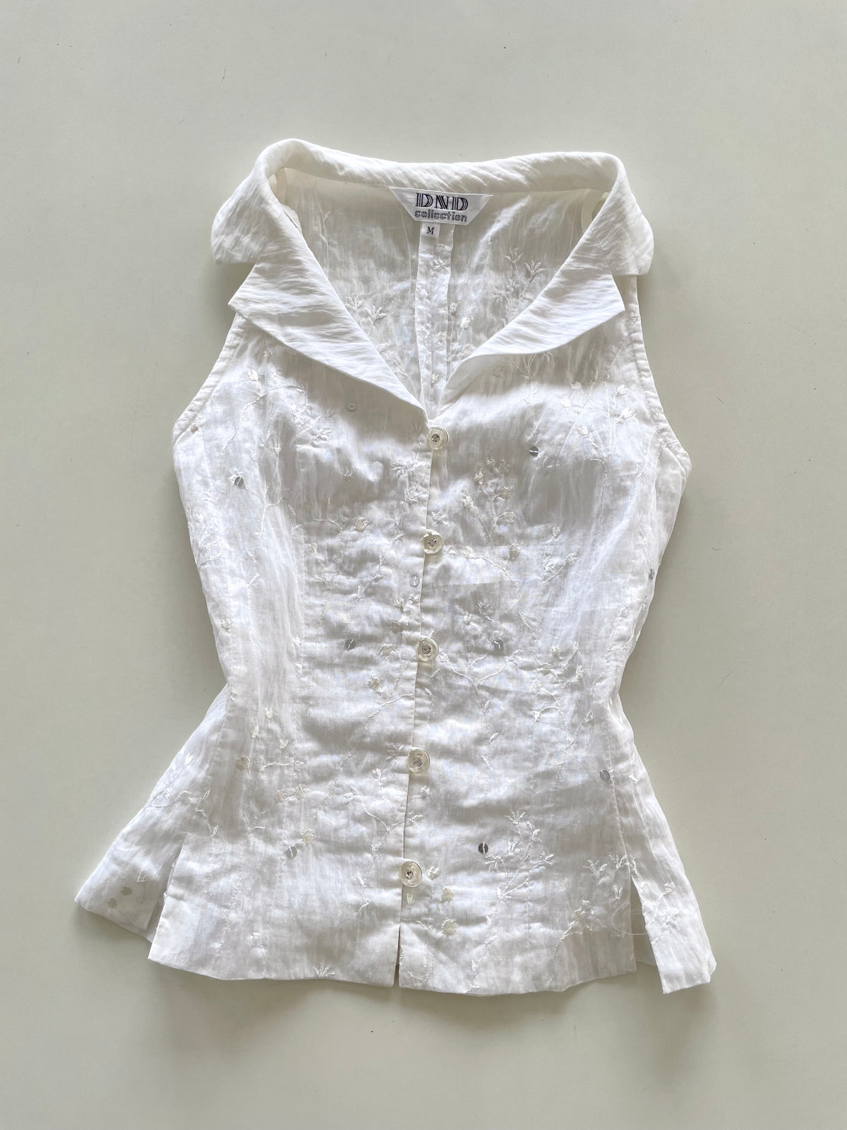 Embroidered Sheer Vintage Top-Bust 32