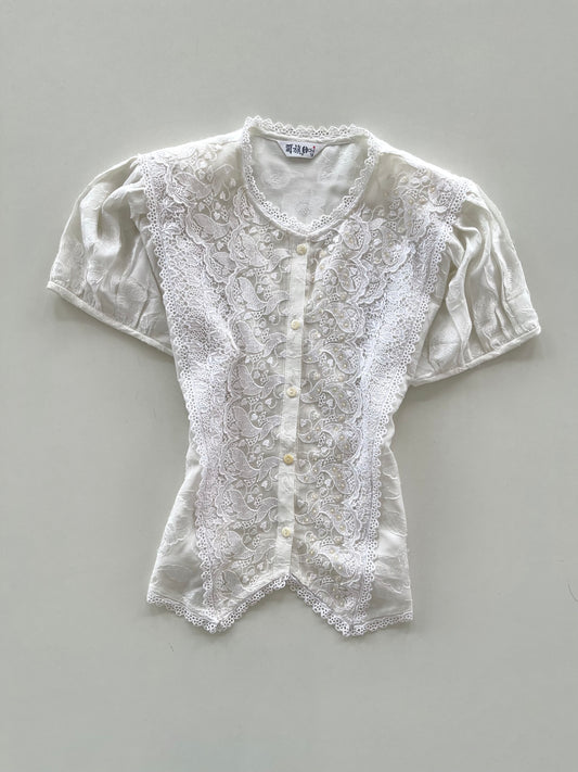Korean Lace Sheer Vintage Top-Bust 44