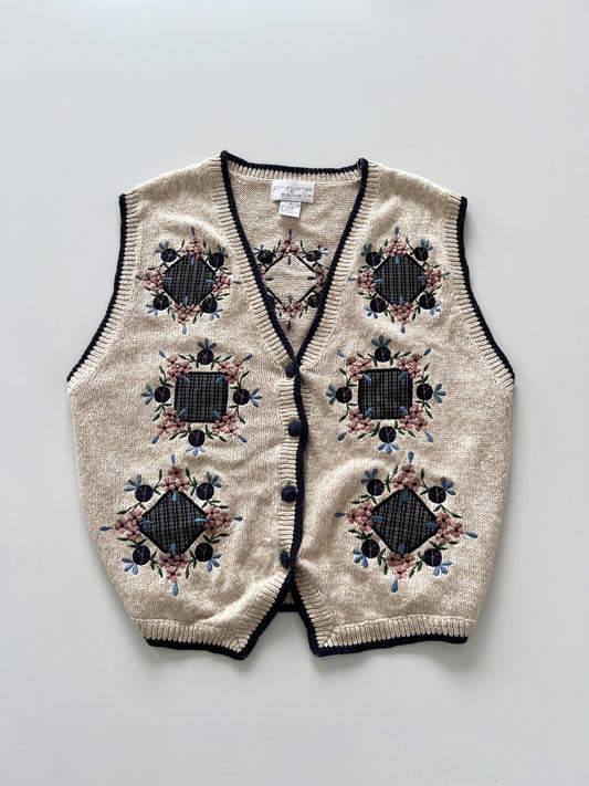 Christopher&Banks Embroidered Vest Sweater-Bust 44