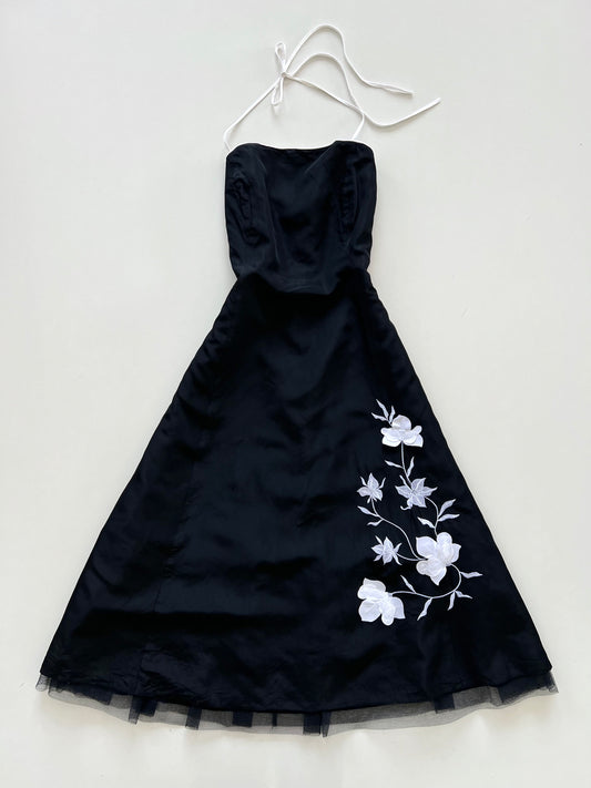 Sixth Sense Vintage Embroidered Halter Dress-Bust 34