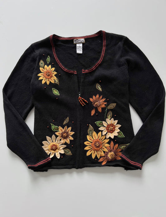Heirloom  collectibles Embroidered Zipper Sweater-Bust 42