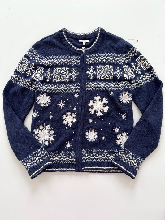 Croft&Barrow Embroidered Christmas Zipper Sweater-Bust 44