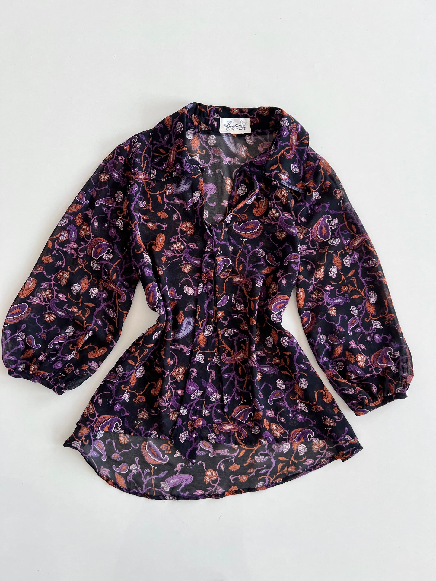 Boutique Paisley Sheer Top-Bust 36