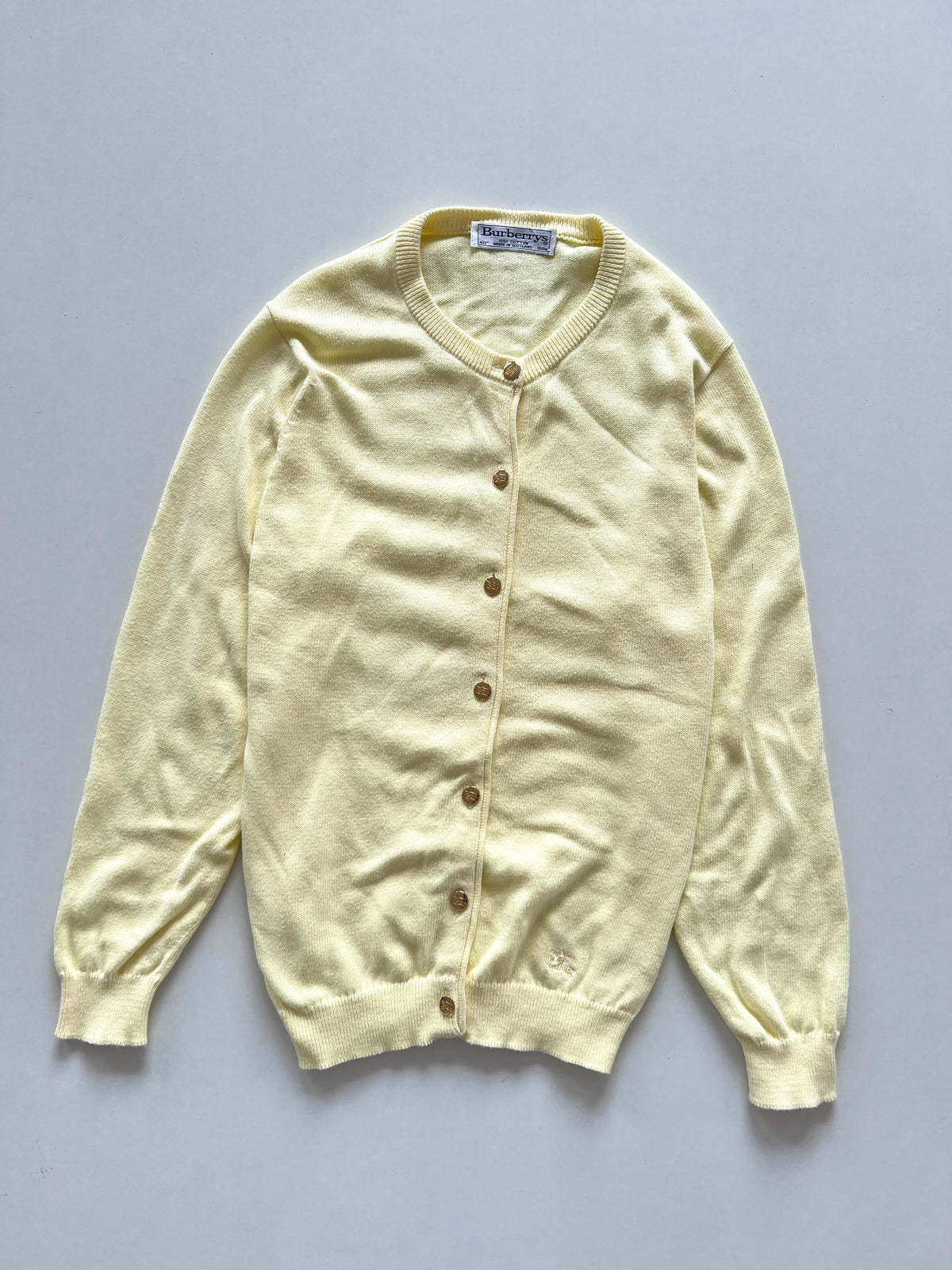 Burberry 100%Cotton Vintage Cardigan With Engraved Buttons-Bust 40