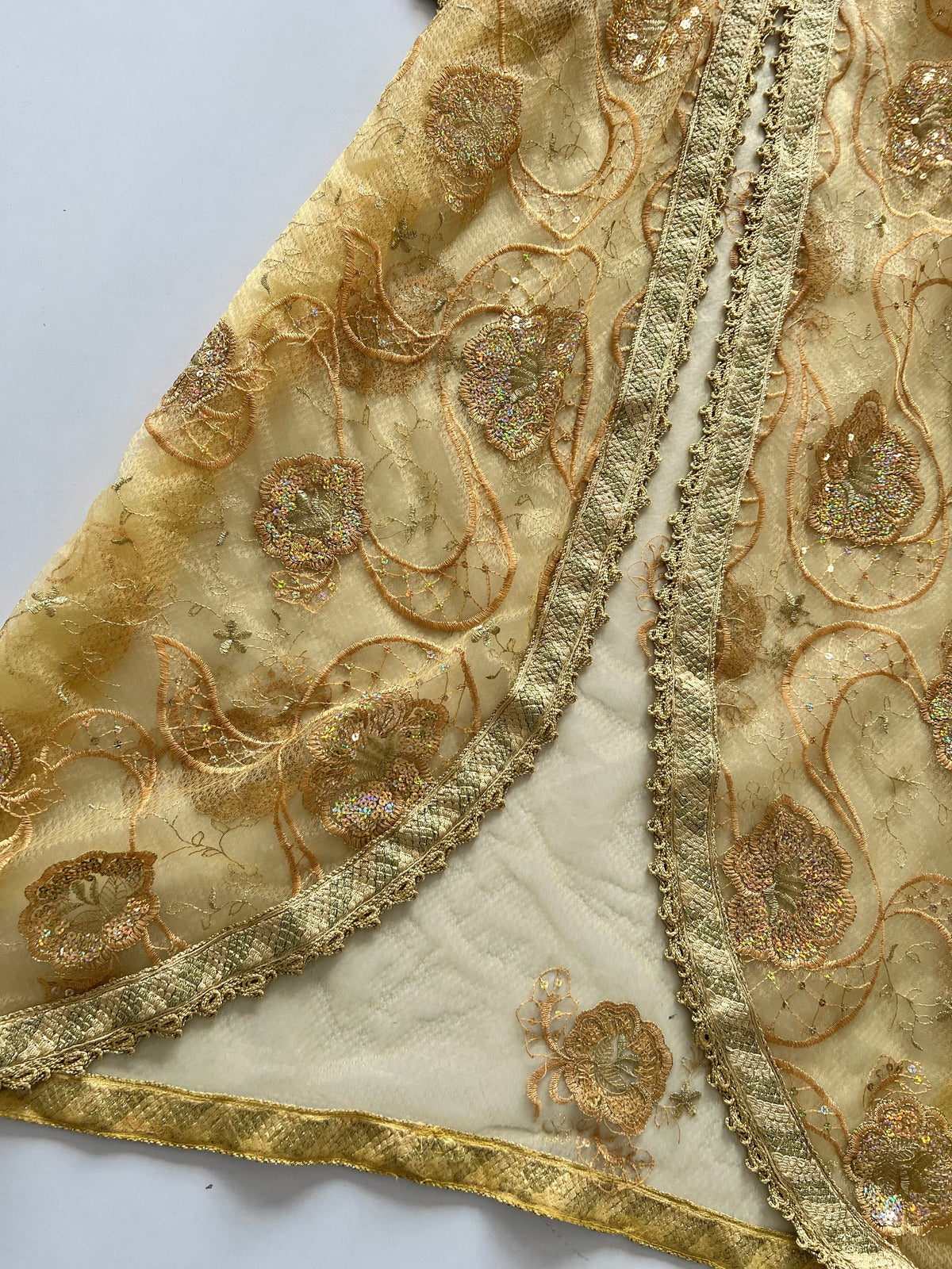 Vintage Sheer Embroidered Dress-Bust 56