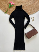 Load image into Gallery viewer, Black Cable Knit High Neck Warm Winter Dress - Bust 30 to 34
