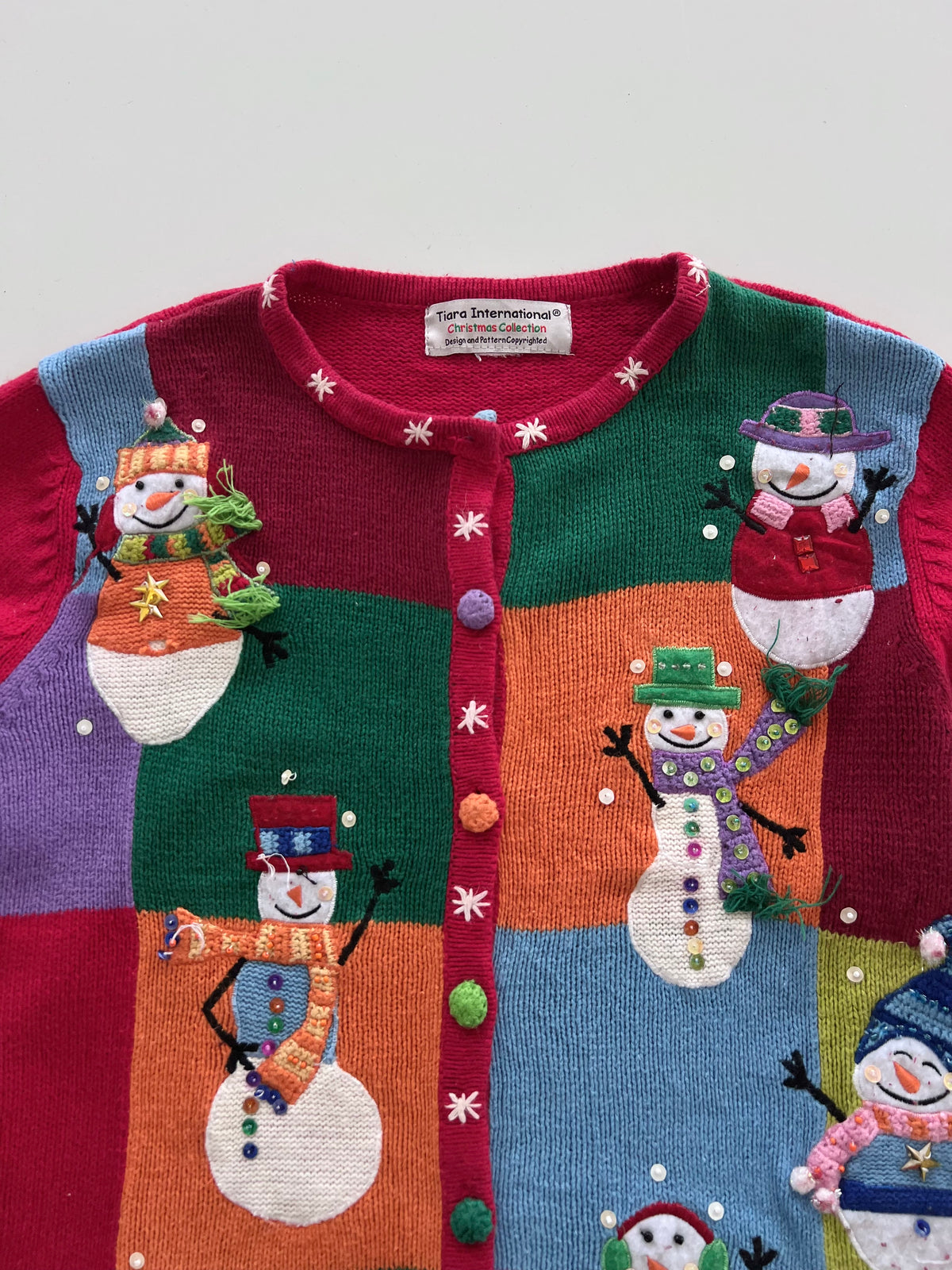 Tiara International Embroidered Christmas Cardigan Sweater-Bust 42
