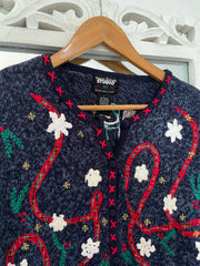 Embroidered Christmas Sweater-Bust 40