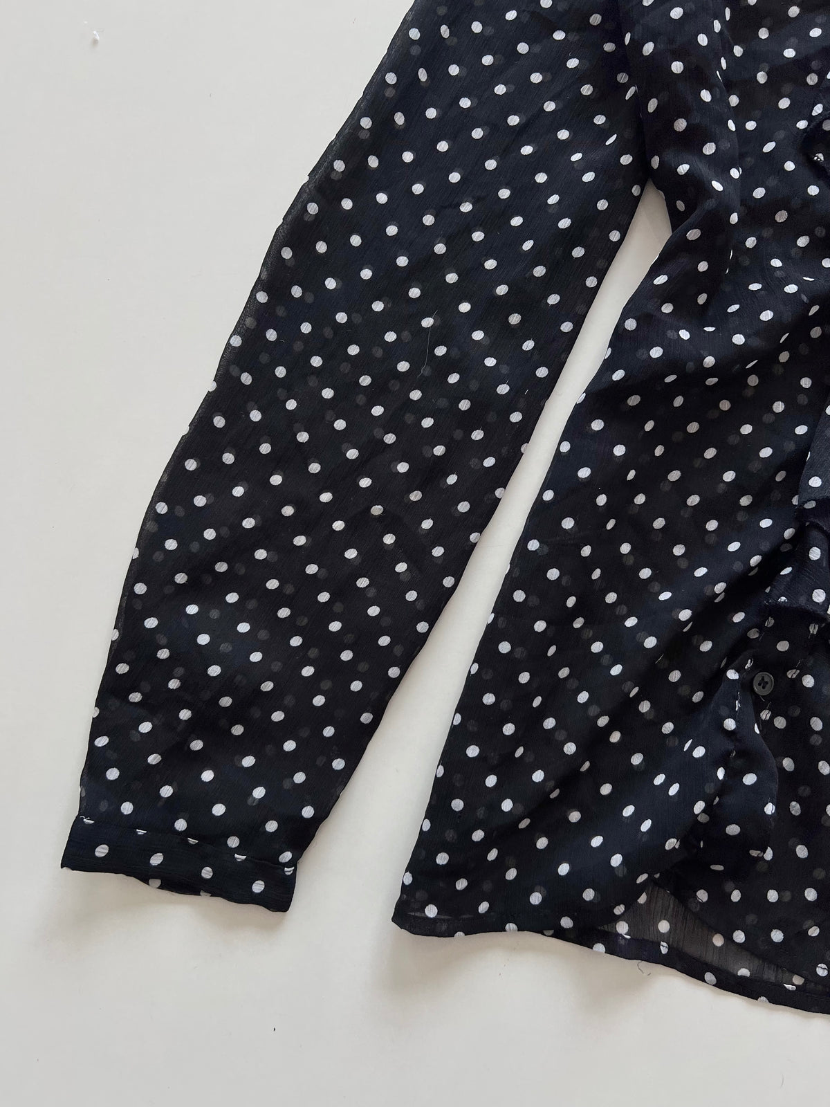 Polka Dot Ruffle Sheer Top-Bust 38