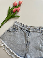 Load image into Gallery viewer, BOOHOO ICED BLUE DENIM SHORTS - WAIST 26
