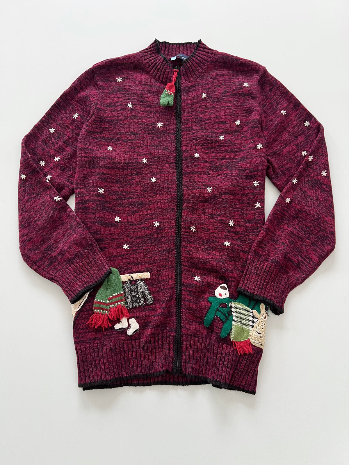 Penningtons Embroidered Christmas Zipper Sweater-Bust 48