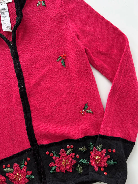 Tiara International Embroidered Zipper Sweater-Bust 46