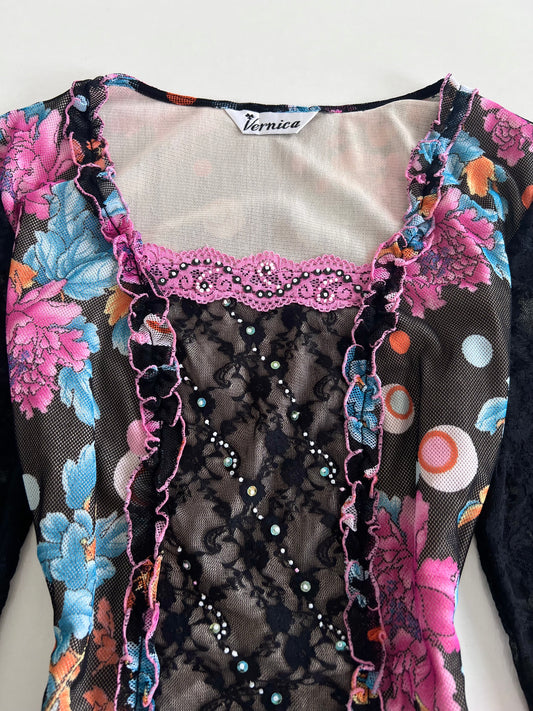 Veronica Floral Lacy Vintage Top-Bust 36 to 38