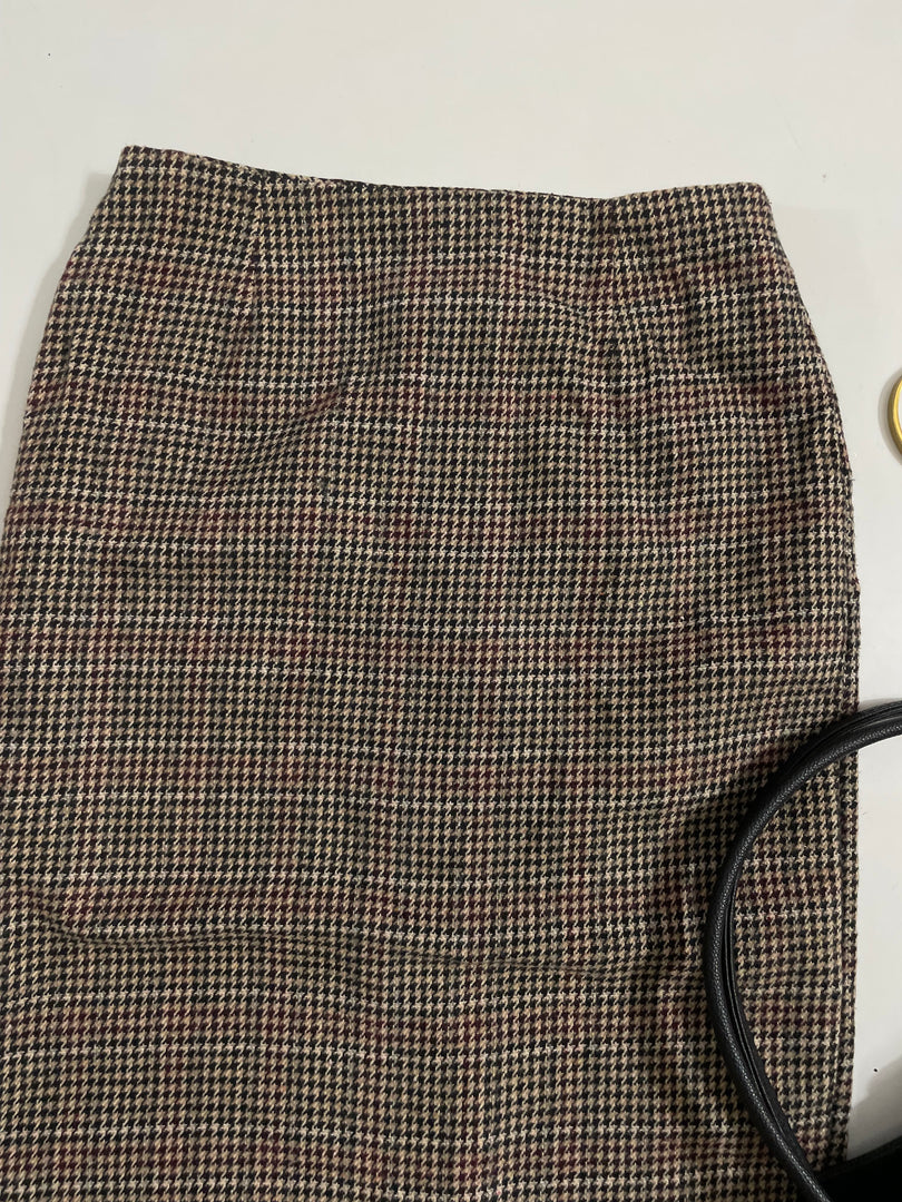 Plaid Warm Tweed Long Skirt - Waist 24