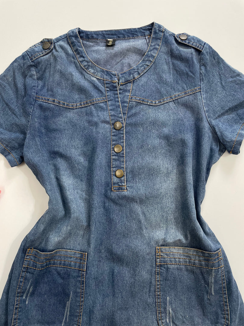 Vintage Blue Denim Dress-Bust 36