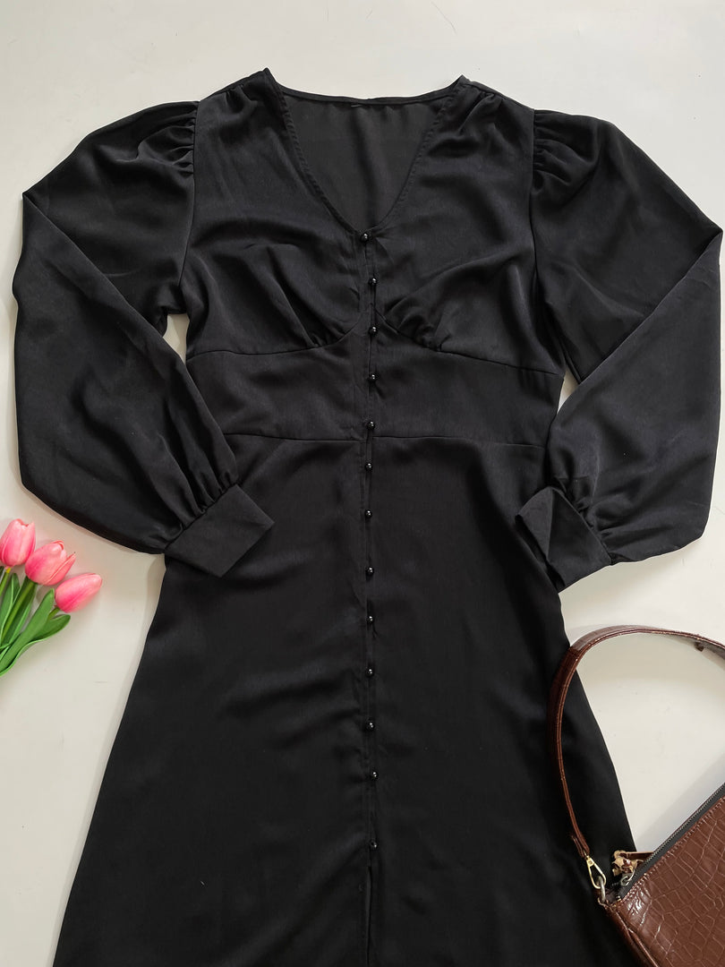 Black Button Down Dress-Bust 34