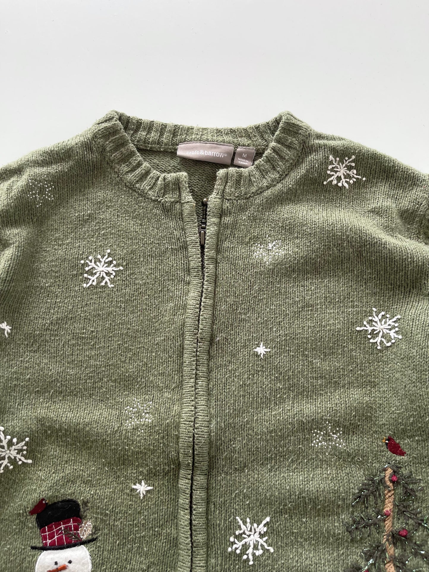 Croft&barrow Christmas Embroidered Zipper-Bust 42