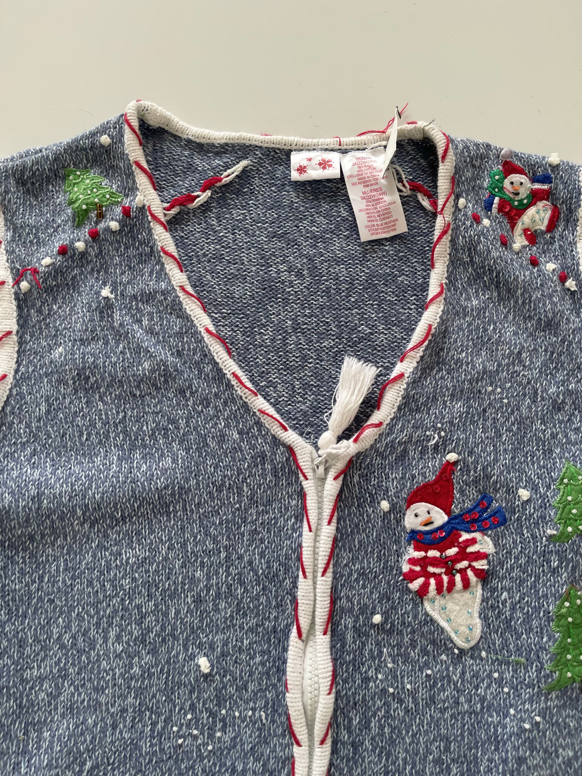 Embroidered Christmas Vest Sweater-Bust 50